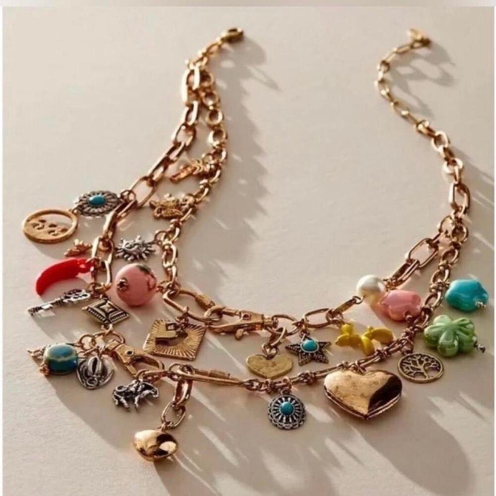Fp double stranded charm necklace